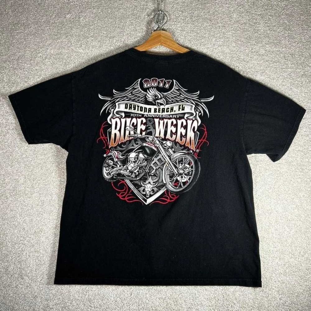 Y2K 2011 bike week motorcycle biker double sided black tee shirt tshirt